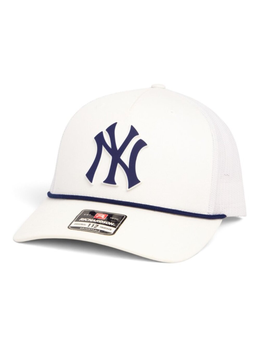 New York Yankees NY Navy 3D Snapback Trucker Rope Hat- White/ Navy